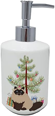 אוצרות קרוליין CK4759SOAP Colorpoint Persian Hymalayan Cat מתקן סבון קרמיקה לחג המולד, בקבוקי משאבה של מתקן סבון יד למטבח אמבטיה, מיכל