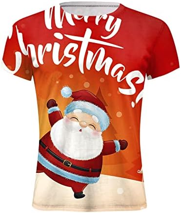 Wocachi חג המולד גברים סולידר חולצות שרוול קצר, חג המולד מצחיק סנטה קלאוס אימון אתלטי מצויד