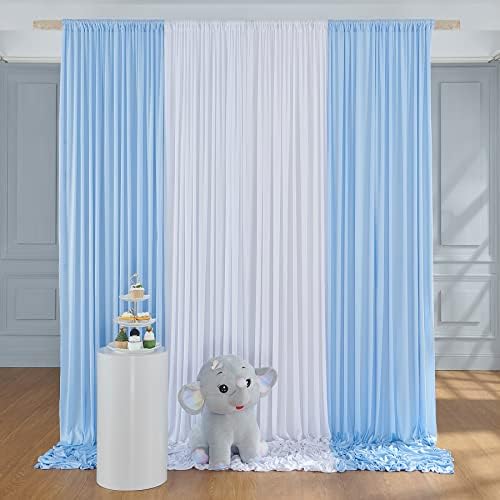 וילון תפאורה כחול וילונות 10x8ft בד עבה וילונות חתונה רקע למסיבות יום הולדת למקלחת לתינוק