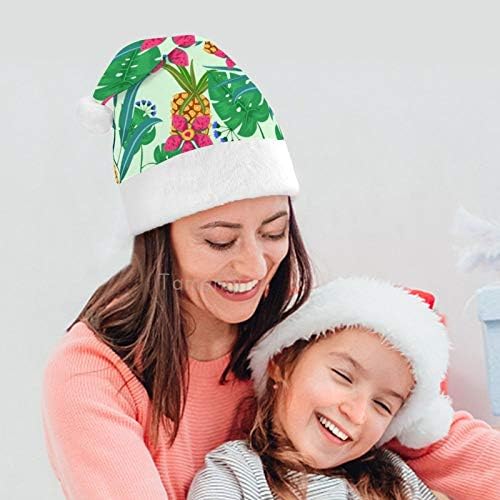 חג המולד סנטה כובע, אננס פרחי עלים חג המולד חג כובע למבוגרים, יוניסקס נוחות חג המולד כובעי לשנה חדשה חגיגי תלבושות חג מסיבת אירוע