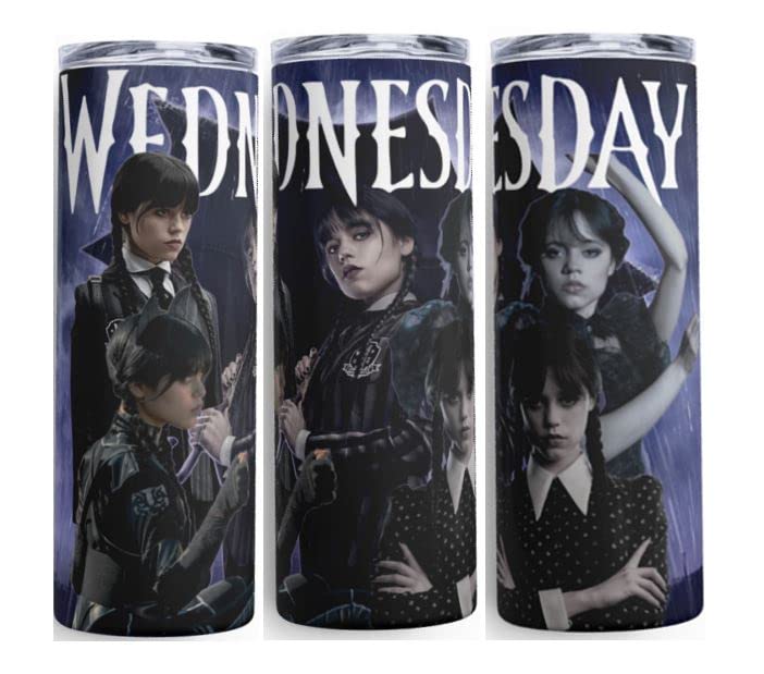 תכנית טלוויזיה בהתאמה אישית של יום רביעי Addams נושאים 20 עץ סקיני כוס עם מכסה וקש