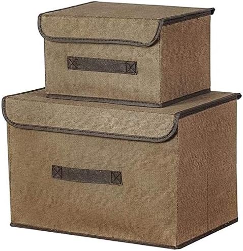 סט ZYHMW של 2 קופסאות אחסון בדים עם מכסים פחי מארגן קוביית אחסון מתקפלים