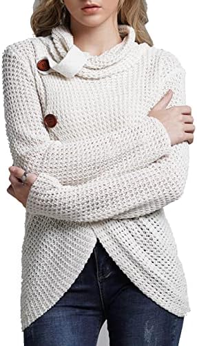 סוודרים לנשים לאימון אופנה סרוג צוואר גבוה שרוול ארוך גודל גדול סוודר רופף מזדמן