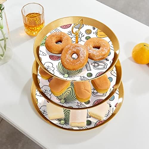 עמדות עוגות סט של 3, ירקות ופירות תצוגה הדן שולחן קינוח עמדת עוגת לחתונה לחגיגת מקלחת לתינוקות