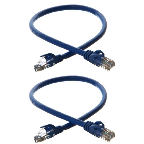 כבל Ethernet Cat6 - 1.5 רגל כחול - מגעים מצופים זהב זכר לזכר טלאי טלאי