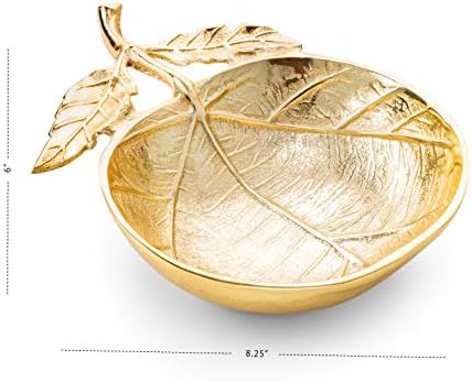 קערה קלאסית מגע קלאסי עגול זהב עם עיצוב עלים ועל ורידים
