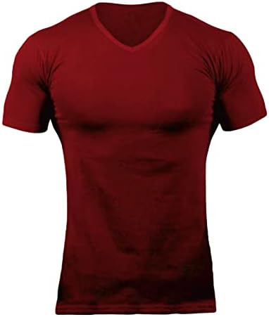 DGHM-jlmy של גברים פיתוח גוף אימון טיול חול חולצות V-צווארון פנאי פנאי ספורט קיץ חולצות שרירים חולצות מתיחה שרוול קצר
